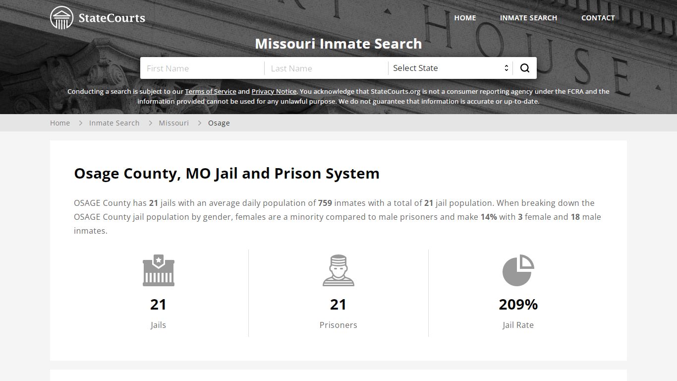 Osage County, MO Inmate Search - StateCourts